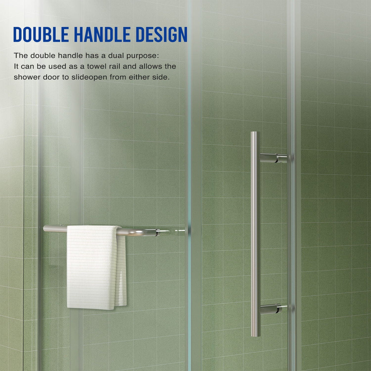 Pearl Silver Sliding Frameless Shower Door with Easy Clean Tempered Glass