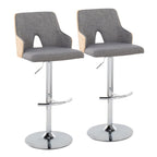 Stella Adjustable Barstool Set with Swivel & Rounded T Footrest - Dark Gray or Beige