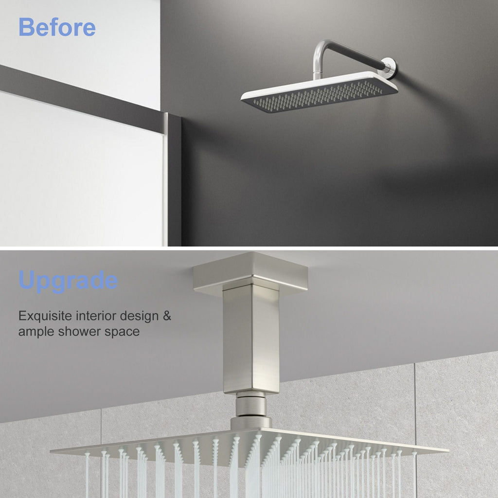 Ceiling Mounted Shower Arm with Flange Stainless Steel - Black or Gray