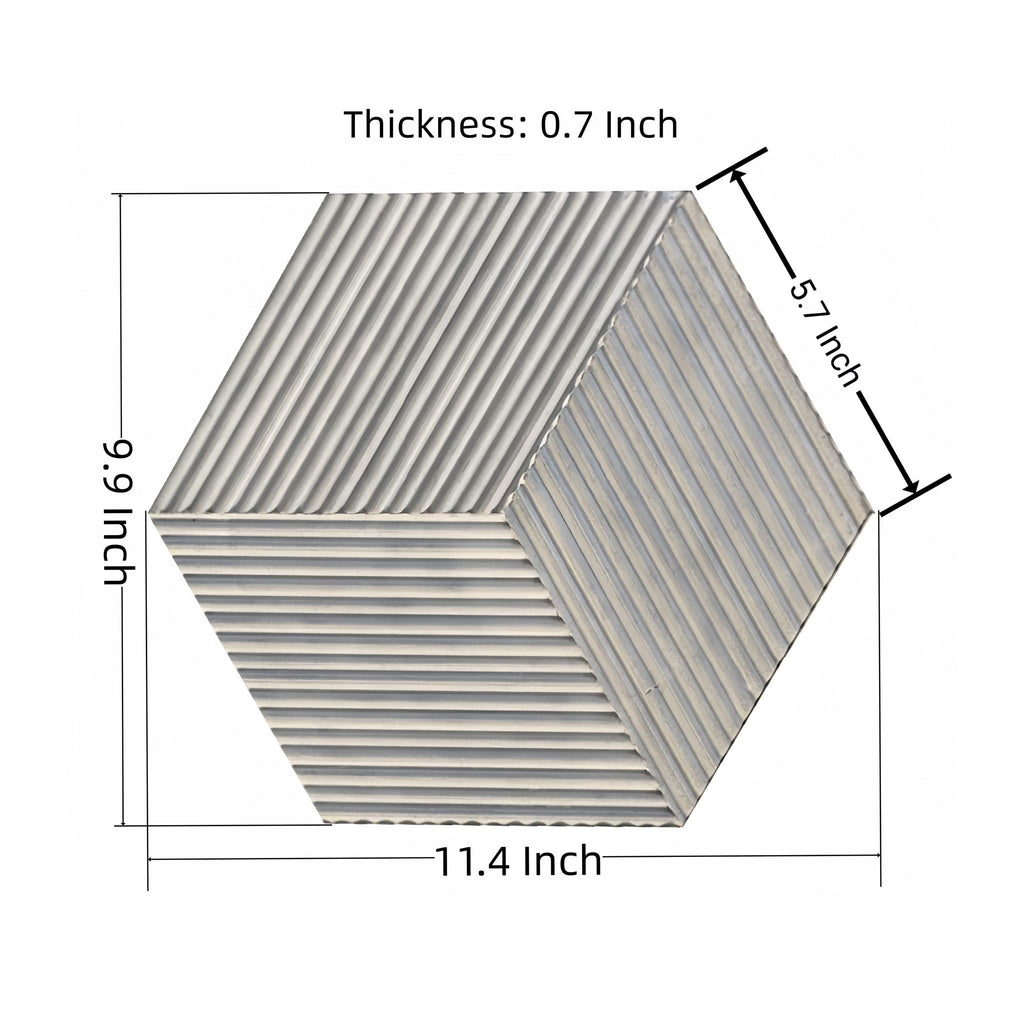 Hexagon Natural Stone Marble Decorative Tile Set with 3D Fluted Texture - Gray or White