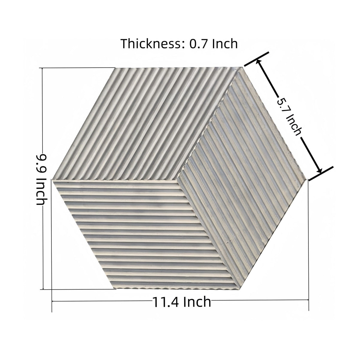 Hexagon Natural Stone Marble Decorative Tile Set with 3D Fluted Texture - Gray or White