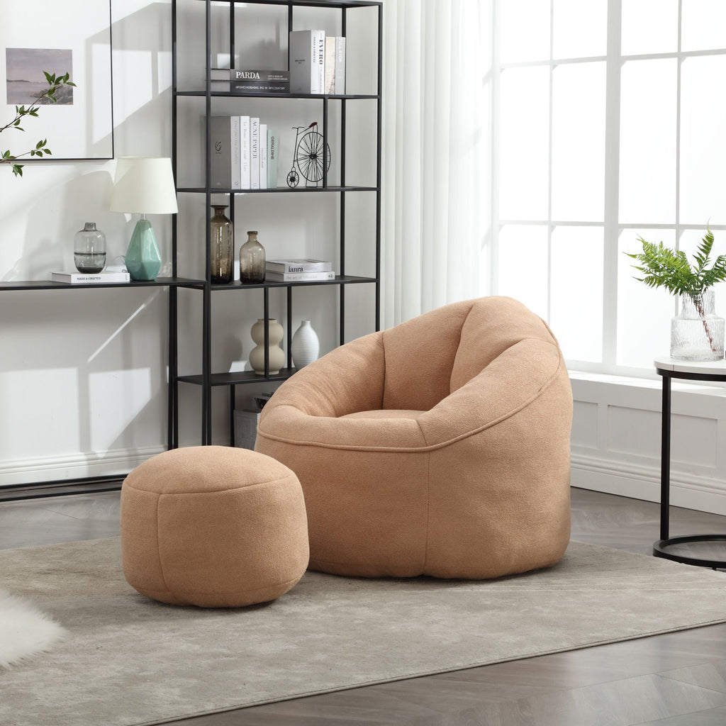 High Pressure Foam Bean Bag Sofa Chair with Footrest – Multiple Colors