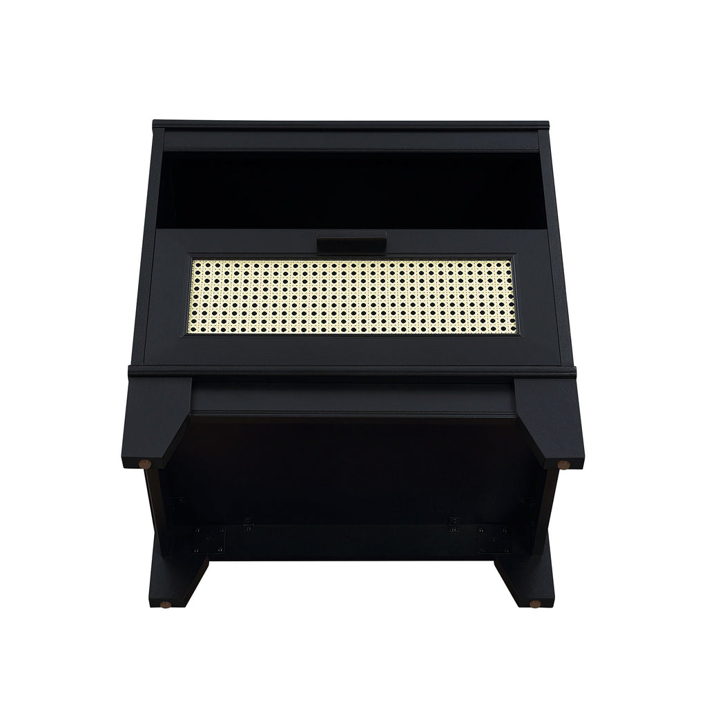 Modern Cane Accent Nightstand with 1 Drawer - Black or Light Brown