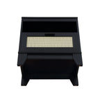 Modern Cane Accent Nightstand with 1 Drawer - Black or Light Brown