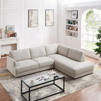 Comfortable Cozy Sectional Sofa with Solid Wood Frame - Pearl Silver or Dark Gray