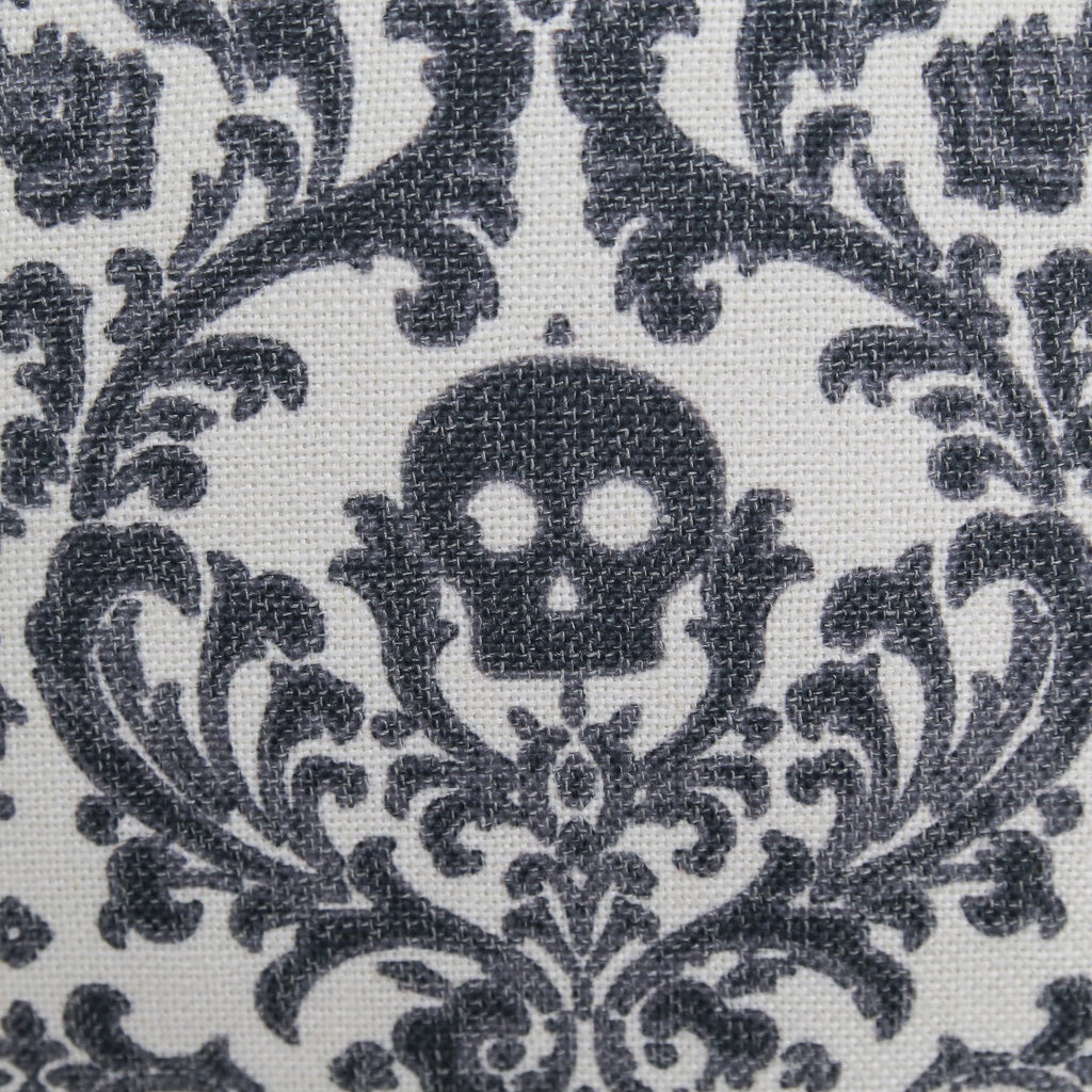 Baroque Skull Damask Accent Pillow with Removable Cover - Black & White