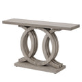 Console Table with Geometric Base for Living Room - Gray