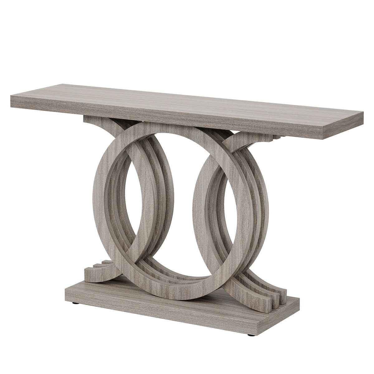 Console Table with Geometric Base for Living Room - Gray