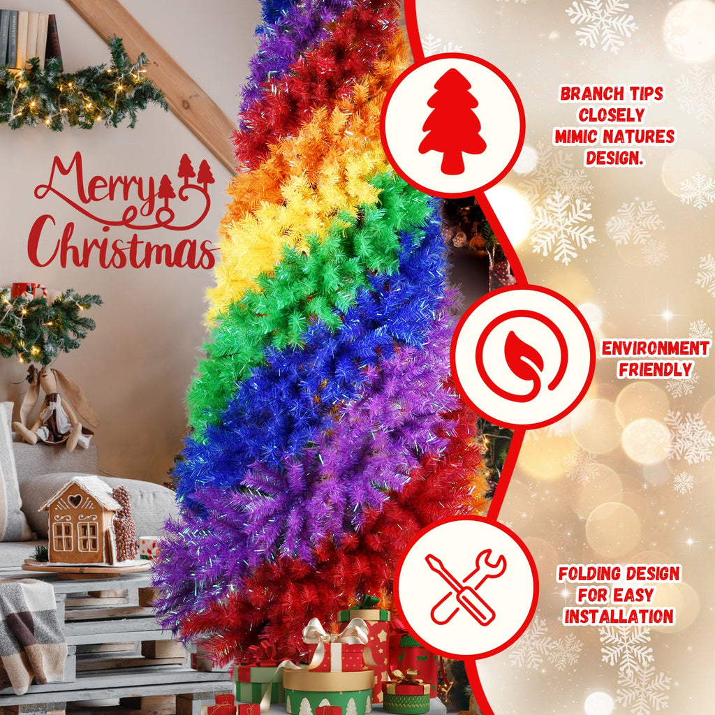 5ft Rainbow Spiral Christmas Tree with Spiral Rainbow Design - Multicolor