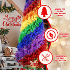 5ft Rainbow Spiral Christmas Tree with Spiral Rainbow Design - Multicolor