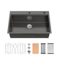 Stainless Steel Kitchen Sink with Overmount Single Bowl - Brushed Finish