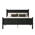 Queen Size Flat Panel Bed with Headboard & Footboard - Wood Finish