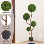 Artificial Boxwood Topiary Tree Triple Ball Shaped Faux Plant