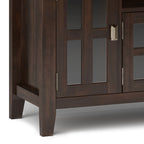 Tobacco Brown TV Stand with Tempered Glass Doors - Solid Wood