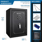 Fireproof Protection Safe Vault with Advanced Locking Mechanism - Black