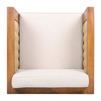 Outdoor Club Chair with Wicker Armrest - Beige
