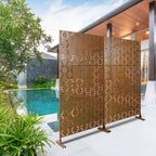 Black Metal Room Divider Privacy Screen with Rust-Resistant Finish