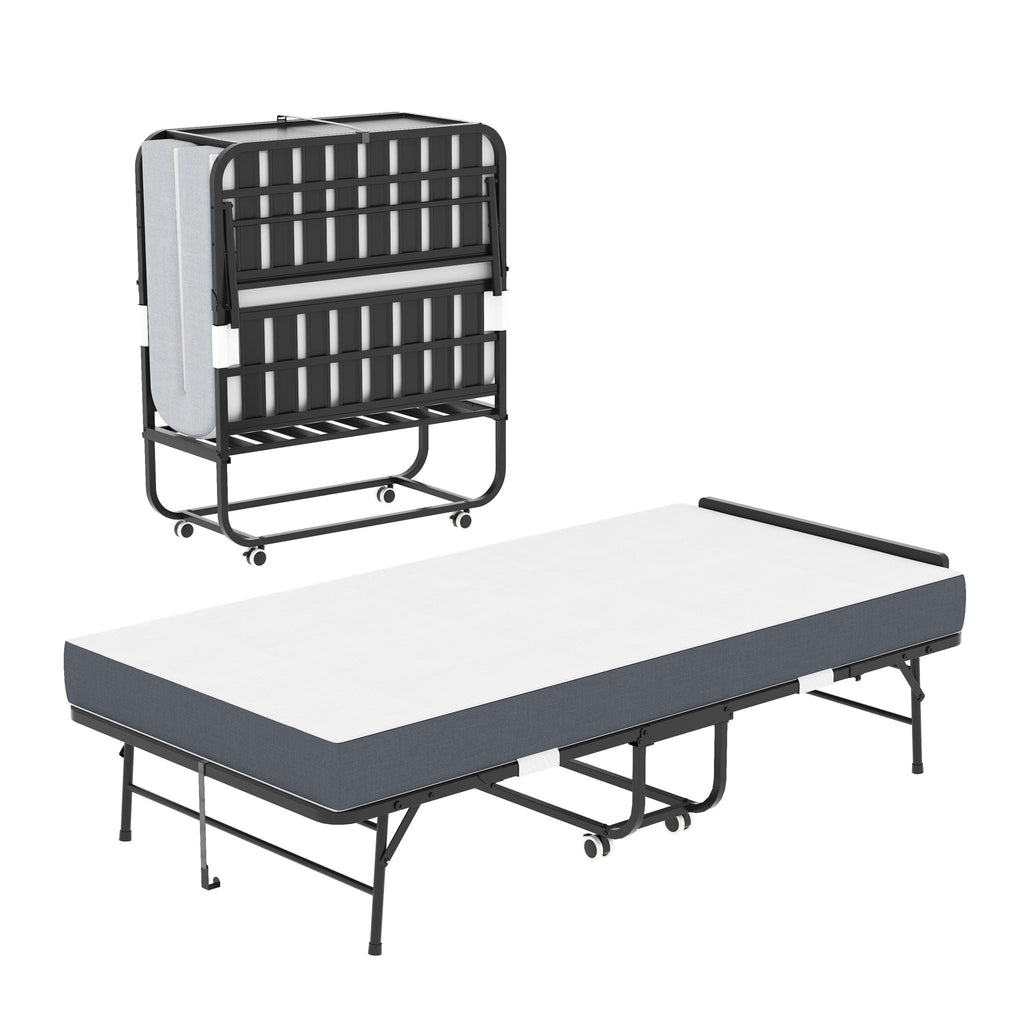 Twin Adjustable Headboard Folding Bed With Memory Foam Mattress