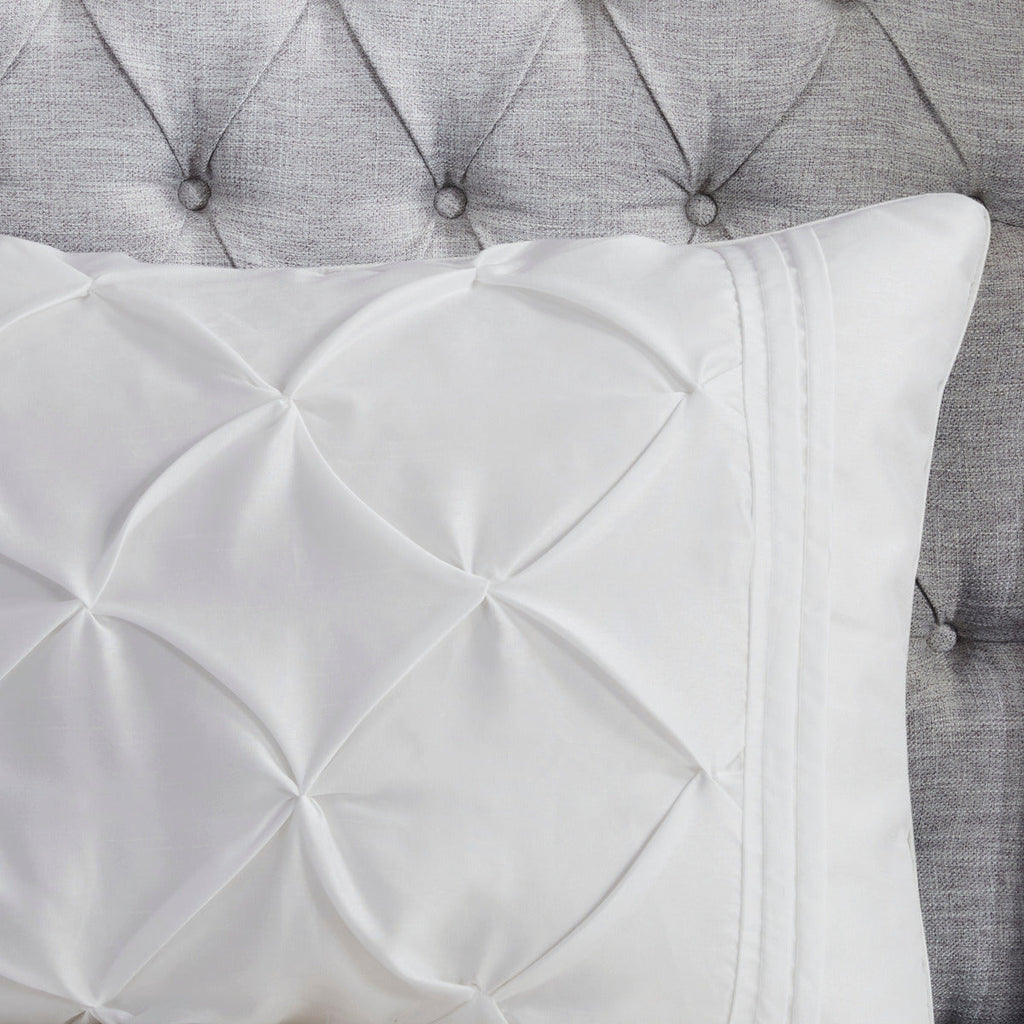 7 Piece Tufted Comforter Set with Hypoallergenic Filling - White