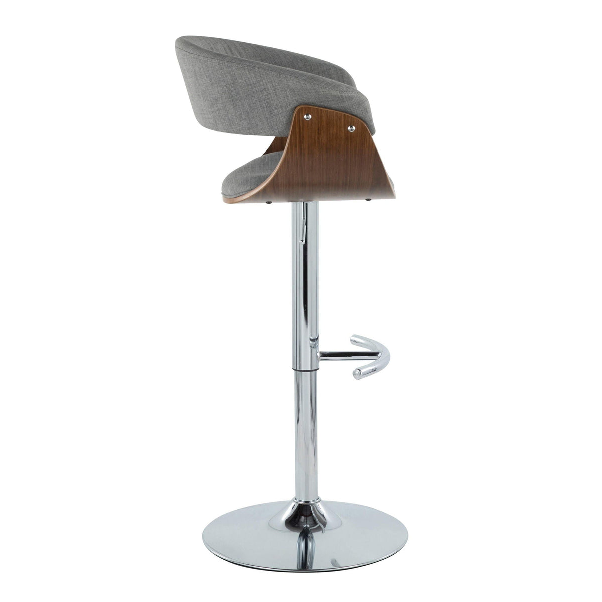 Mid Century Modern Adjustable Height Barstool Set with Swivel – Gray or Beige