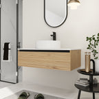 36'' Wall Mounted Bathroom Vanity with Resin Sink - Light Coffee