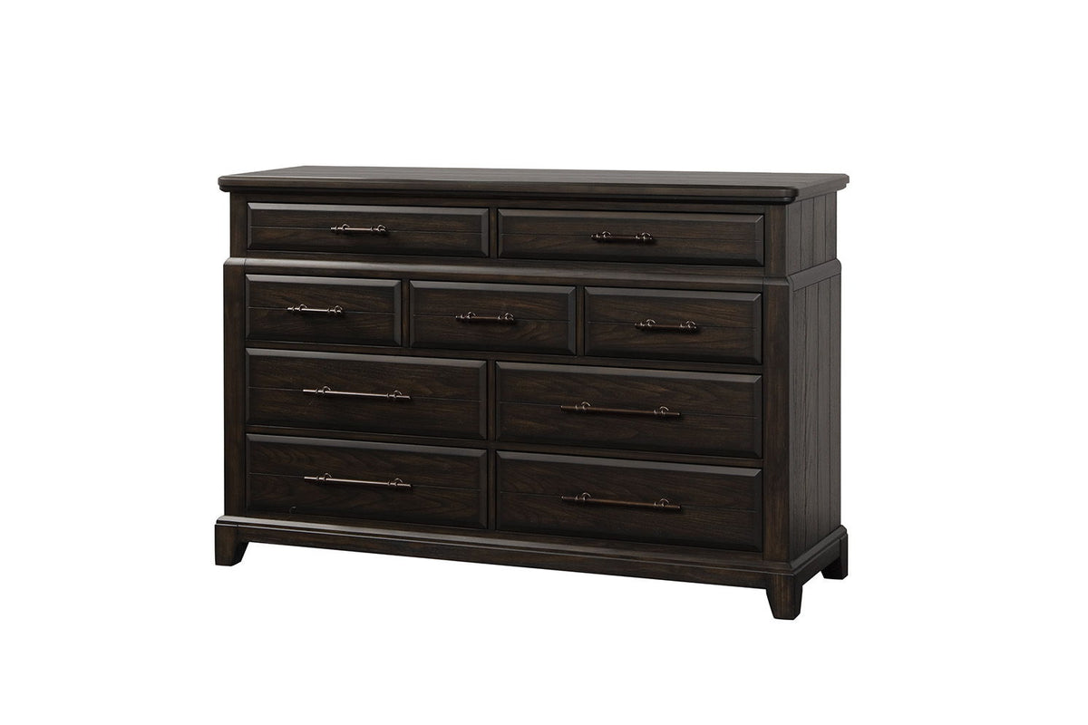 Mahogany 9 Drawer Dresser with Ample Storage - Mahogany