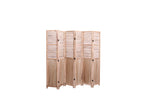 Light Brown Panel Folding Room Divider with Metal Hinges - Solid Wood