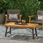 Teak Outdoor Coffee Table with Metal Frame - Natural Teak