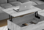 Lift-Top Coffee Table with Hidden Storage - Light Brown or Gray
