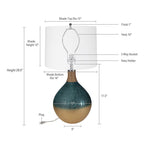 Multicolor Glass Table Lamp with Drum Shade - 16" W x 16" D x 28.5" H
