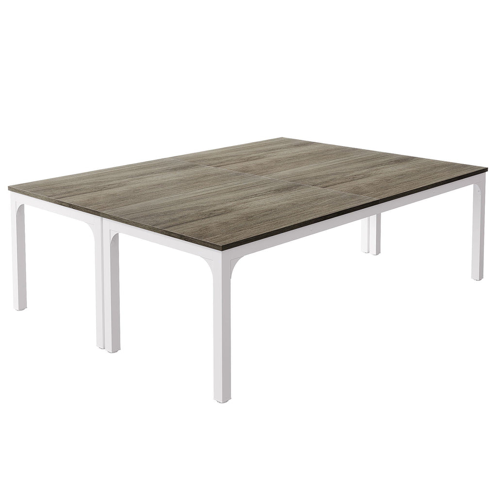 Extra Long 2 Person Computer Desk with Collaborative Workstation - White Oak