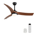 Ceiling Fan With 3 Blades, Remote Control, Dimmable Light - Black