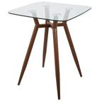 Mid Century Modern Square Counter Table with Sturdy Metal Base - Dark Brown or Black