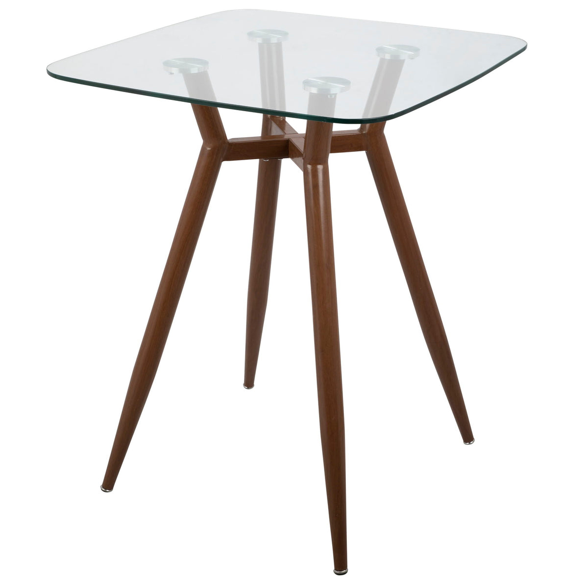 Mid Century Modern Square Counter Table with Sturdy Metal Base - Dark Brown or Black