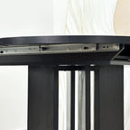 Expandable Oval Farmhouse Dining Table with Removable Leaf and X-Shaped Base - Black