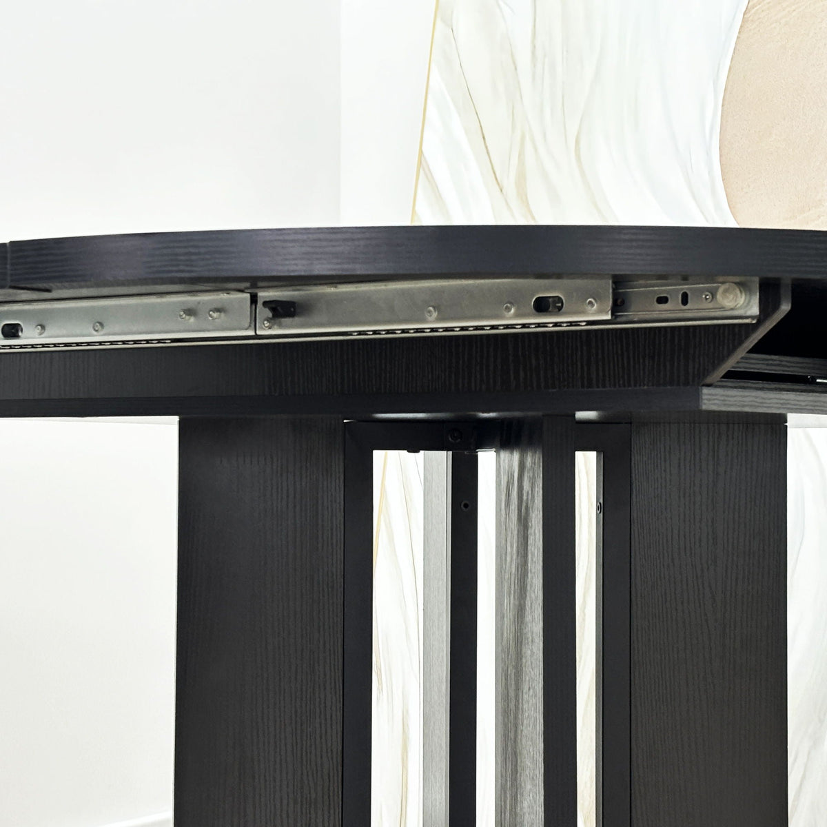 Expandable Oval Farmhouse Dining Table with Removable Leaf and X-Shaped Base - Black