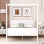 Canopy Platform Bed with Headboard and Footboard, Slat Support Leg - Queen
