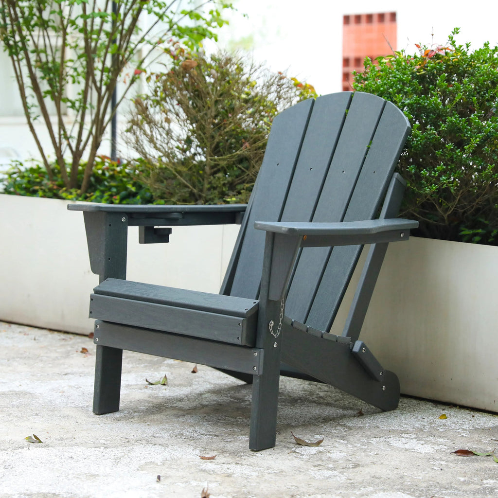 HDPE Folding Adirondack Chair with Wood Texture