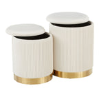 Contemporary Nesting Pleated Ottoman Set with Pleated Upholstery - Multiple Colors