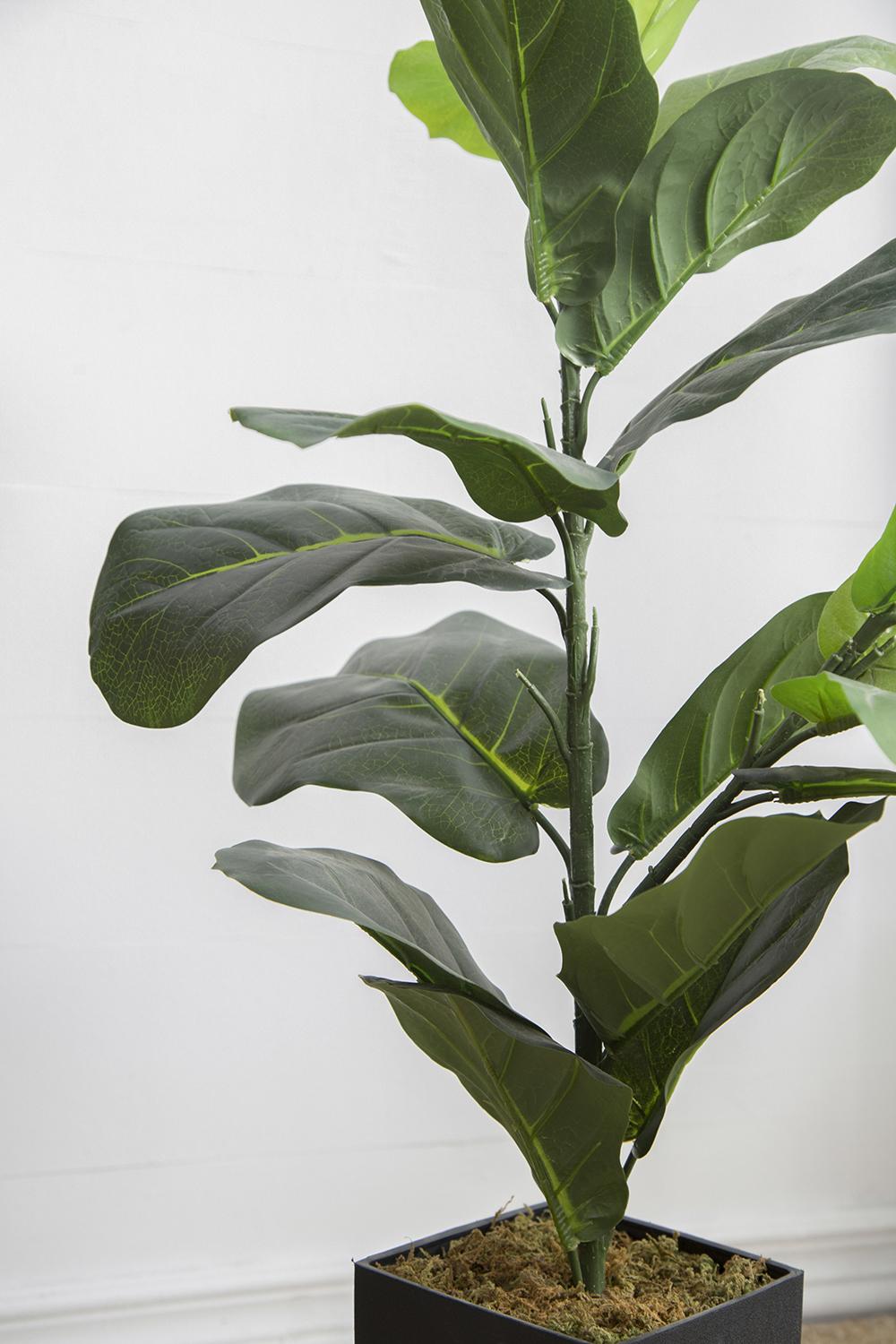 35" Artificial Fiddle-Leaf Fig Potted Plant with Realistic Green Leaves - Green
