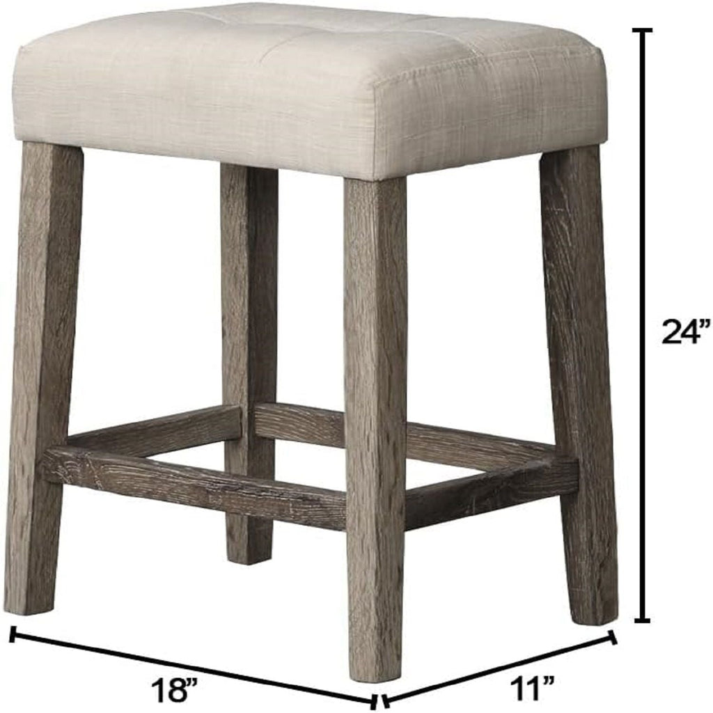 Transitional Backless Counter Stool Set with Upholstered Cushion - Black or Beige