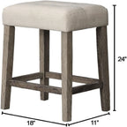 Transitional Backless Counter Stool Set with Upholstered Cushion - Black or Beige
