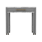 Light Gray Faux Marble Dining Table with Storage Drawer - Light Gray