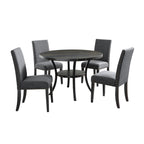 Biony Espresso Wood Dining Set with Nailhead Trim Chairs - Gray