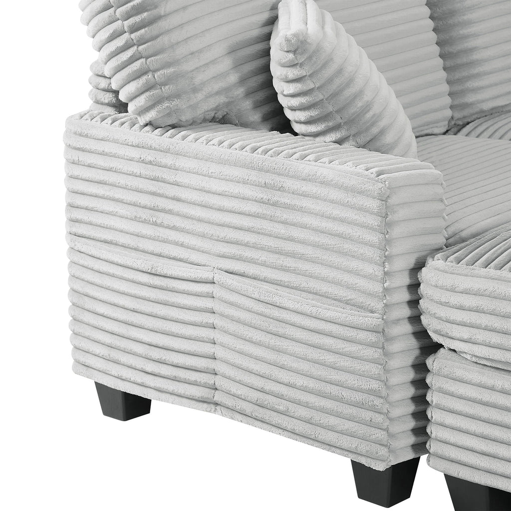 U-Shaped Upholstered Sectional Sofa with Movable Ottoman
