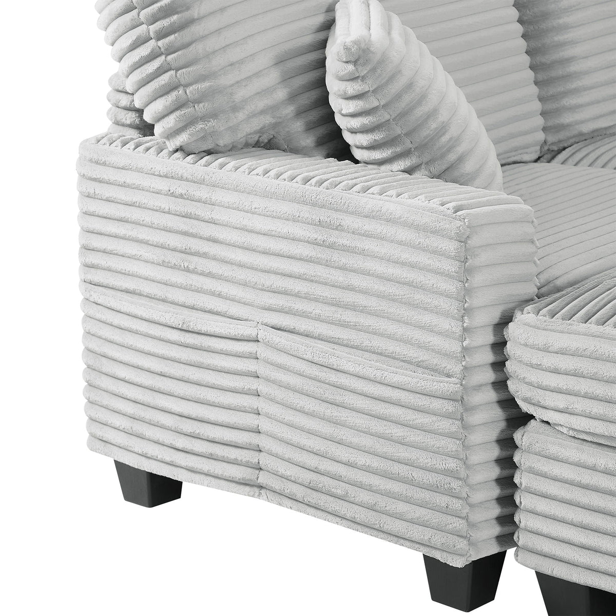 U-Shaped Upholstered Sectional Sofa with Movable Ottoman