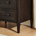 Wooden Bedside Nightstand with Open Cubby & 2 Storage Drawers