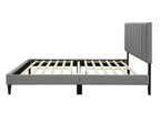 Channel Upholstered Bed with USB Charging and Channel Headboard - Dark Gray