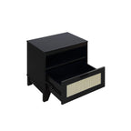 Modern Cane Accent Nightstand with 1 Drawer - Black or Light Brown