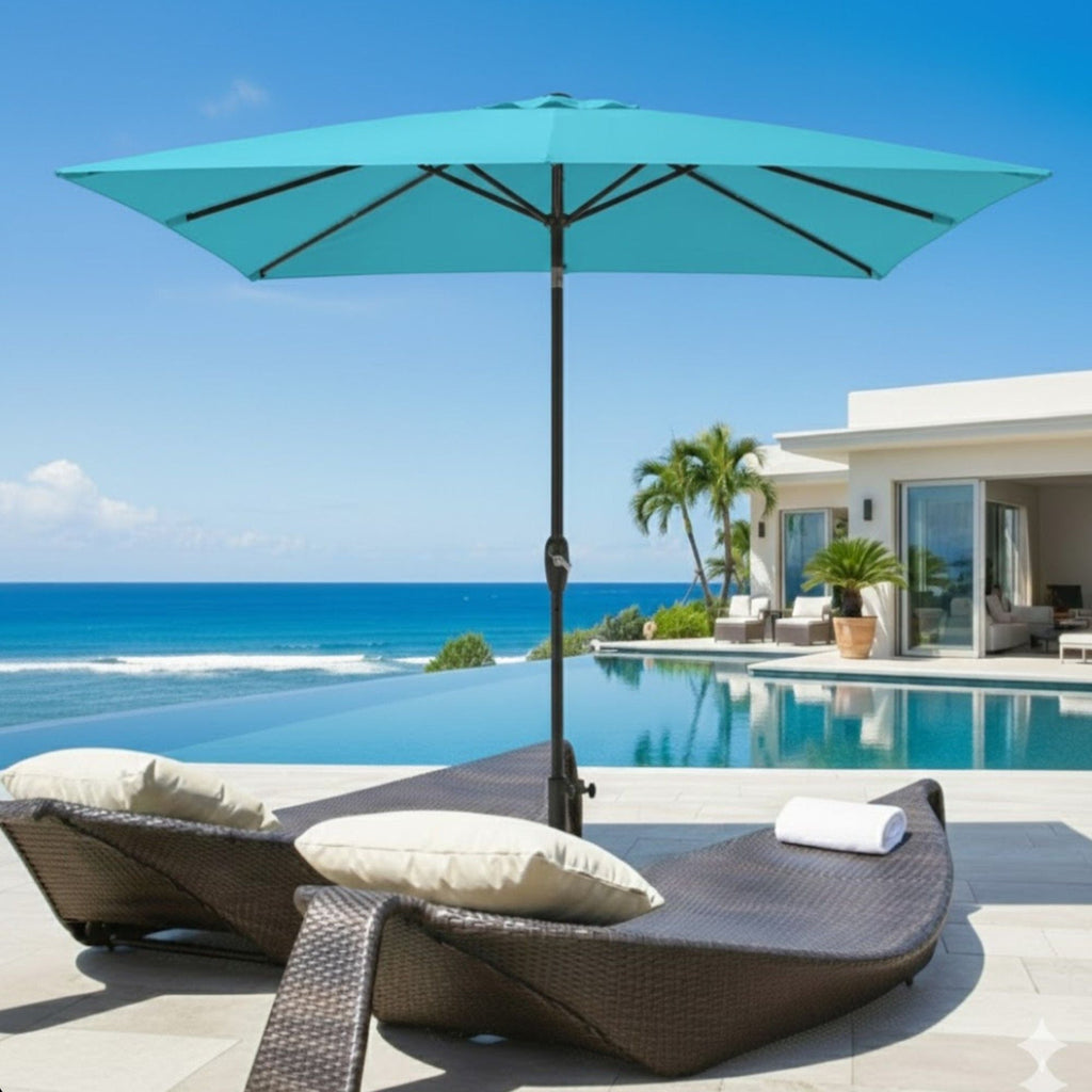 Rectangular Patio Umbrella with Crank Tilt - UV-Resistant Canopy